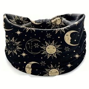 27. Black Celestial Print Stars and Moon Bohemian Headband